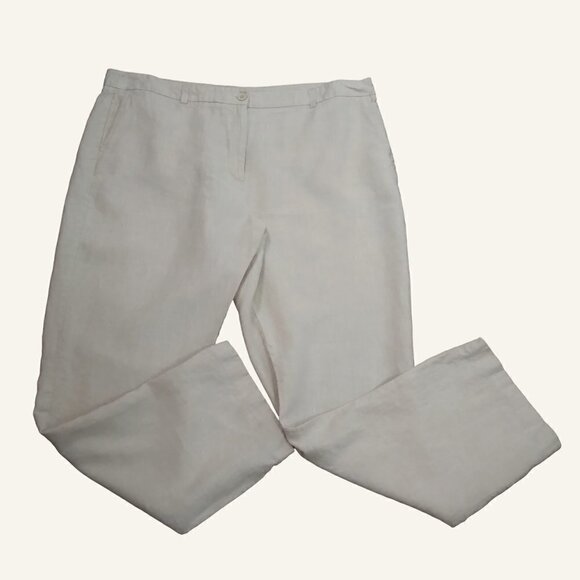 Orvis | 100% Linen Natural Oatmeal Casual Pants | Size 20 - Picture 1 of 8